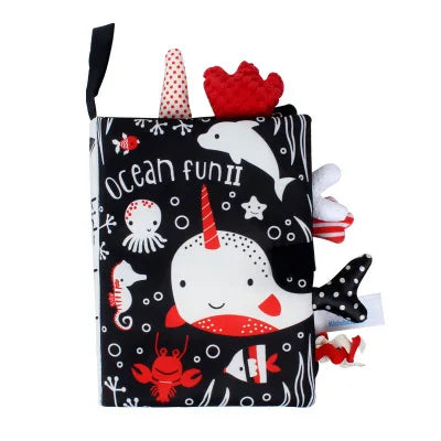 Quiet Book for Toddler Animal Cognitive Fabric Activity Busy Book Montessori Baby Book Toys Cloth Crinkle Books for Babies 6 12M