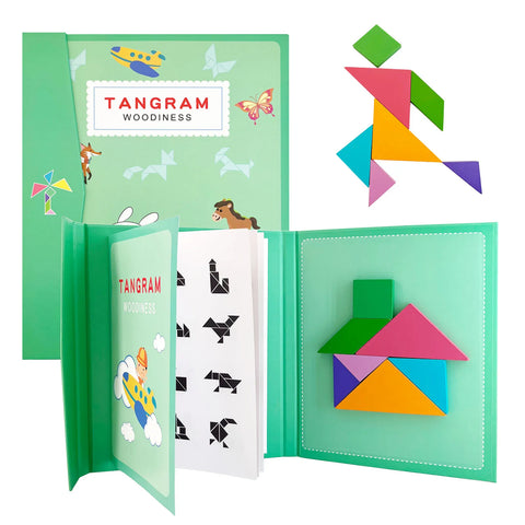 Hot Magnetic 3D Puzzle Geometric Shapes Tangram Jigsaw Board Kids Montessori Games Children Educational Wooden Toys