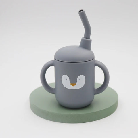 New cartoon 120ML Baby Silicone Sippy Cup BPA-Free Portable Storage Snack Container Feeding Cup  Leakproof trainer cup