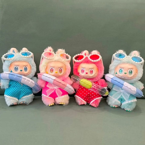 Cute Labubu 3.0 Summer Beach Series Shirts & Glasses & Hats Doll Shirt Sea Beach Style