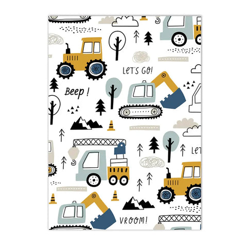 Cartoon Crane Excavator Tractor Truck Wall Art Canvas Painting Nursery Print Child Poster Nordic Wall Pictures Boys Room Decor