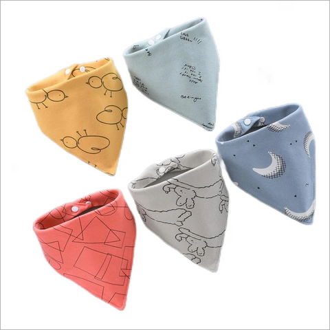 5pcs Baby Saliva Towel Triangle Scarf Pure Cotton Bandana Waterproof Bibs Newborn Boys Girls Absorbent Cloth Bib Saliva Scarf