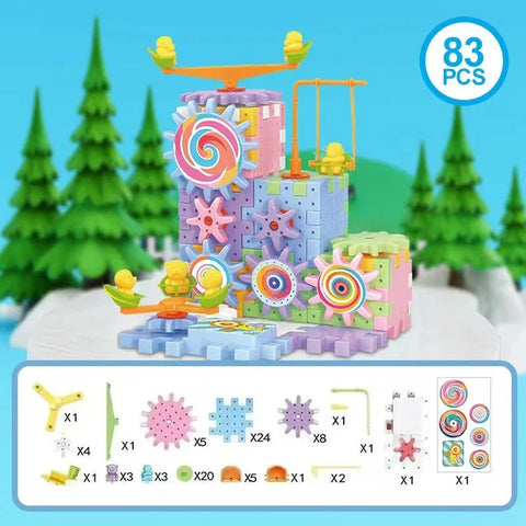 Electric Gears 3D Puzzle Model Building Kits Plastic Brick Blocks Educational Toys for Kids Children Gear Blocks Building Toys