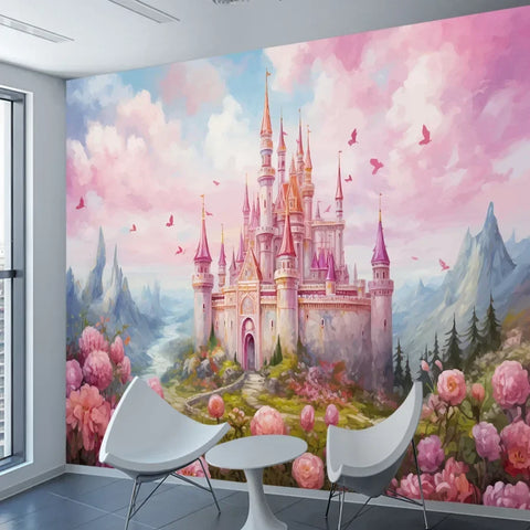 Custom Wall Papers Home Decor Peel and Stick Wallpaper Wallpapers for Child Bedroom Decoration Kids Nursery Castle Floral Murals