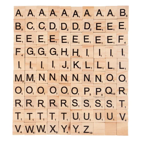 100Pcs Wooden Scrabble Letter Alphabet Craft Wooden Decoration for Home Wedding Party DIY Ornaments Digital Puzzle Kids Toy