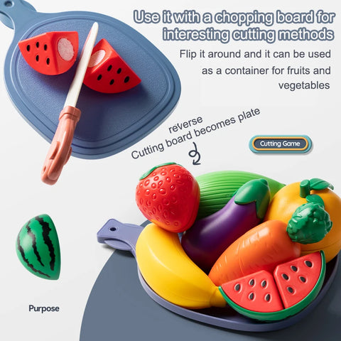 26pcs Pretend Food Play Food Cutting Set For Kids,Cuttable Fruits And Vegetables Toy Kitchen Accessories With Knives And Board