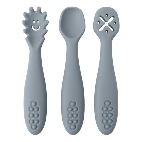 3PCS Silicone Spoon Fork For Baby Utensils Set Feeding Food Toddler Learn To Eat Training Soft Fork Cutlery Children's Tableware