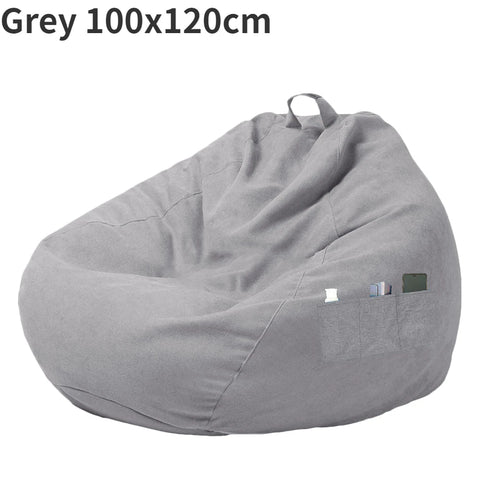 Lazy Sofa Cover With Three Side Pockets Chair Covers Without Filler Lazy Seat Bag Cover Pouf Couch Tatami Living Room Beanbags