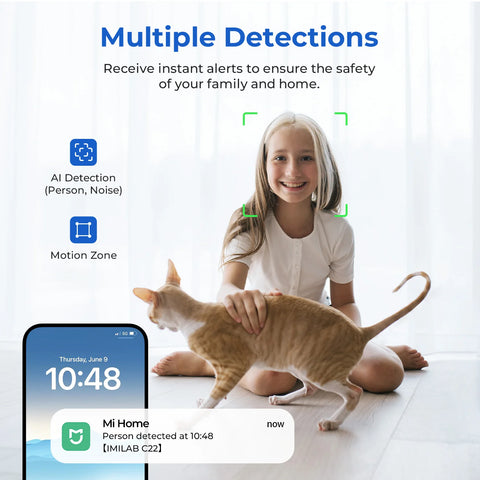 IMILAB WiFi 6 Indoor Baby Monitor Camera with AI Detection Night Vision 2-Way Audio 360° PTZ for Child Safety C21/C22