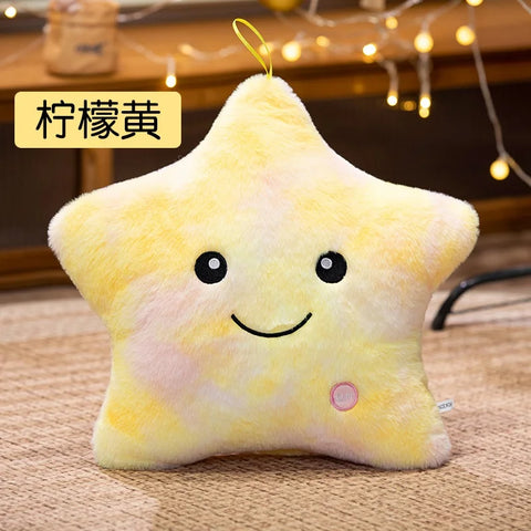 24*22cm Creative Toy Luminous Star Pillow Stuffed Plush Glowing Colorful Stars Cushion Led Light Toys Gift For Kids Children