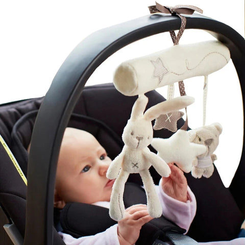 2024 New Hanging Bed Rabbit Baby Hand Bell Safety Seat Plush Toy Multifunctional Plush Toy Stroller Mobile Gifts