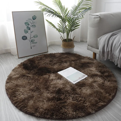 1pc 40cm/60cm Plush Round Rug Mat Fluff Carpet For Living Room Soft Home-Decor Bedroom Kid-Room Decoration Salon Thick Pile Rug