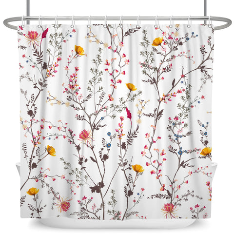 Green Plant Leaf Vines Flowers Shower Curtain Print Modern Nordic Minimalist Polyster Home Decor Bathroom Curtain with Hooks