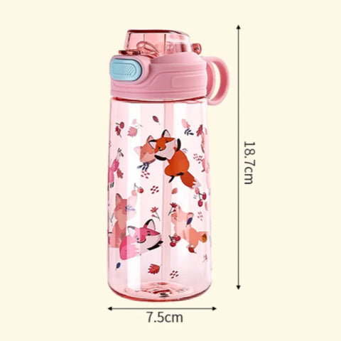 600ML Children's Water Bottle for Summer Student Drinking Bottle Plastic Sports Water Bottle Portable Anti-fall and Leak Proof