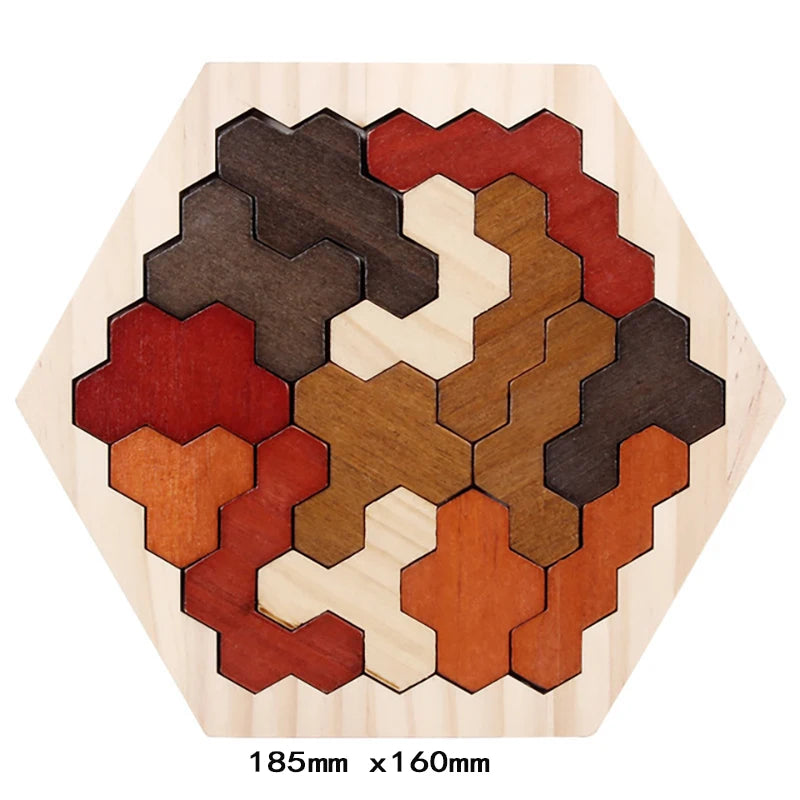 Colorful 3D Puzzle Wooden Toys High Quality Tangram Math Jigsaw Game Children Preschool Imagination Educational Toys for Kids