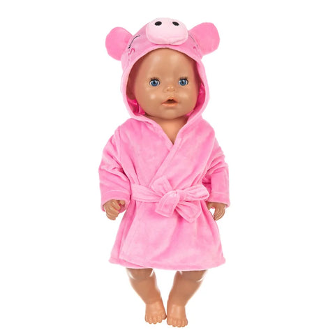 Colorful Bathrobe Suit Cute Cartoon Animal Nightgown Robe Fit 17/18inch 40-45cm Doll Clothes Accessories For Baby Gift