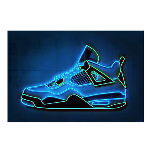 Neon Art Sneaker Shoes Canvas Painting Modern Wall Art Posters and Prints Fashion Sport Shoes Pictures for Boy's Room Home Decor