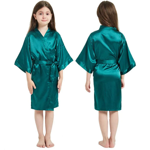 Kimono Girls Kids Bathrobe For Girls Toddle Baby Girls Silk Satin Bathrobe Pink Wedding Party Robes Spa Bathrobe Bridemaid Gowns