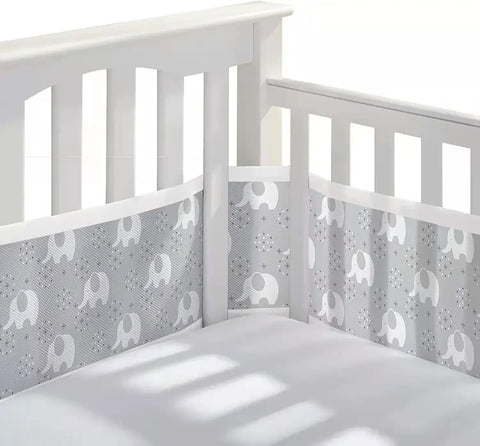 Baby Breathable mesh bed liner fits 4 panel crib sandwich breathable bed around baby fence