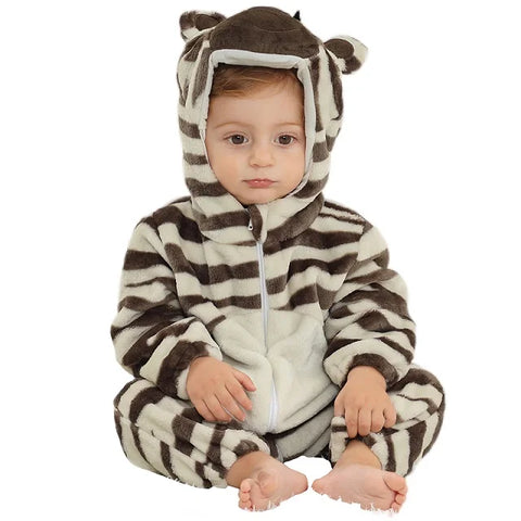 MICHLEY Carniva Baby Rompers Winter Clothes Flannel Hooded Bodysuits Pajamas Animals Overall Jumpsuit For Girls BoysK ids