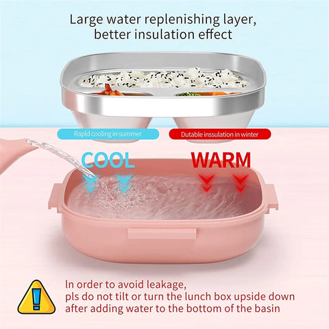 500ML Stainless Steel Bento Box Insulated Lunch Box For Kids Toddler Girls Metal Portion Sections Leakproof Lunch Container Box