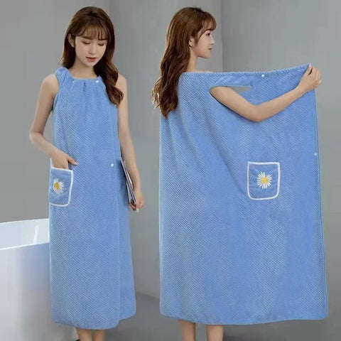 Bath Towel Household Women Wearable Wrap Adults Absorb Water Polyester Dry Hair Skirt Long Style Bathroom Washable Bathrobe