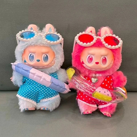 Cute Labubu 3.0 Summer Beach Series Shirts & Glasses & Hats Doll Shirt Sea Beach Style