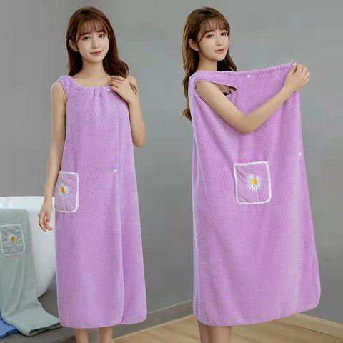 Bath Towel Household Women Wearable Wrap Adults Absorb Water Polyester Dry Hair Skirt Long Style Bathroom Washable Bathrobe