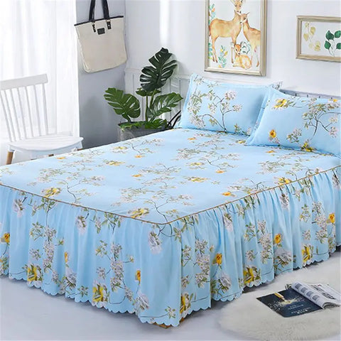 3pcs Bedding Bed Skirt With 2pcs Pillowcases Wedding Bedspread Bed Sheet Mattress Cover Full Twin Queen King Size Bedsheets