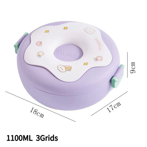 Stackable Bento Box Portable Cute Cartoon Children Lunch Box Double Layer Food Storage Container Eyeglass Bear Thermal Bento Box