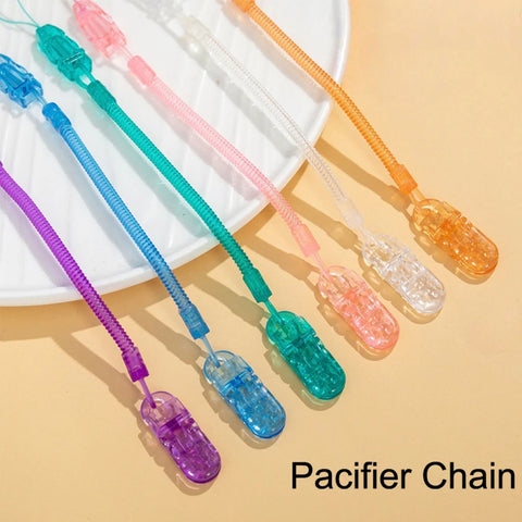 Spring Pacifier Chain For Universal Pacifier To Prevent Falling Anti Drop With Plastic Clip For Clothes Soother Chains