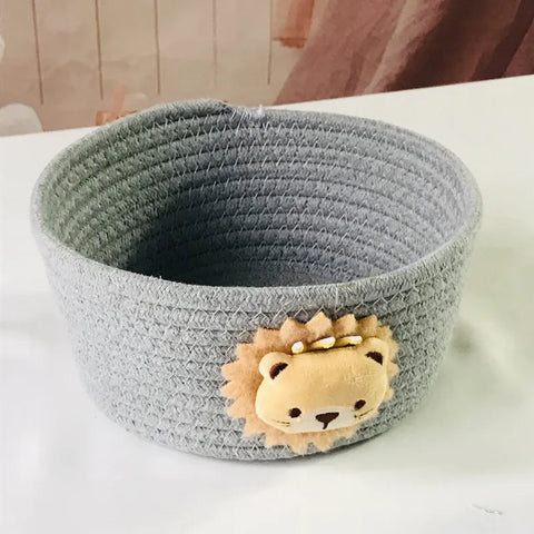 Hand Woven Cartoon Animals Storage Basket Kids Toys Desktop Organizer Sundries Storage Box Laundry Baskets storage box