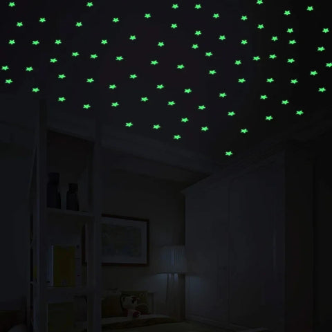 100pcs Luminous Wall Stickers Star Decoration Stickers Children's Room Decoration Stickers Christmas Decoration