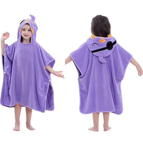 MICHLEY Cartoon Cotton Kids Beach Towels Bath Towel Poncho Hooded Bathing Bathrobe Unisex Blanket For Girls Boys Children 2-6T