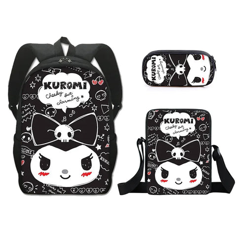 Sanrio Kuromi Backpack Sanrio Backpack Pencil Bag Student School Bag Primary and Middle kawaii Cartoon School Bag Mochila