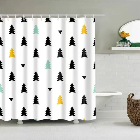 Cartoon Animal Plant Shower Curtains Flower Dog Paw Print Christmas Kid Home Decor Fabric Bath Curtains Bathroom Accessories Set