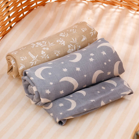 Kangobaby 2Pieces/Set 70% Bamboo+30% Soft Cotton Baby Swaddle Wraps Cotton Baby Muslin Blankets Newborn 100% Bamboo Muslin Quilt