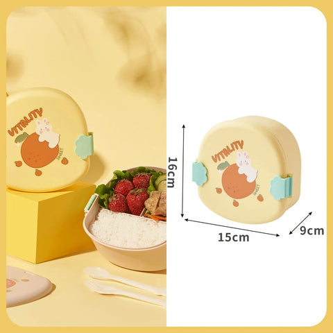 Stackable Bento Box Portable Cute Cartoon Children Lunch Box Double Layer Food Storage Container Eyeglass Bear Thermal Bento Box