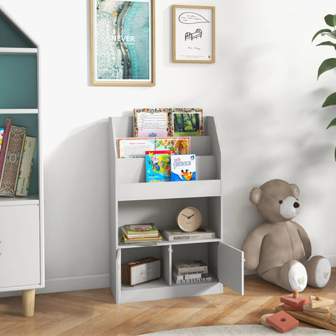 Toy Storage Cabinet, Kids Bookcase Childrens Bookshelf, Gray