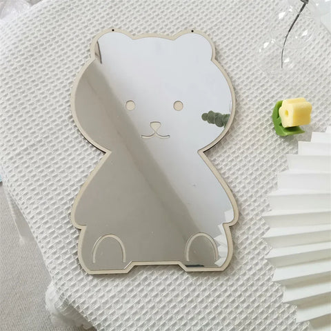 Rabbit Bear Shaped Mirror Acrylic Ornaments Cartoon Crafts Photo Props Baby Children Room Nordic Home Decor