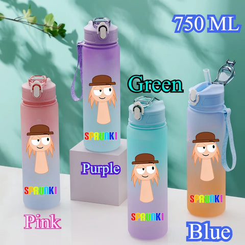 750ML Gradient Color Bottle Sprunki Sprunki Incredibox Sprunki Game Cartoon Drinking Water Cup Kids Birthday Christmas Gift