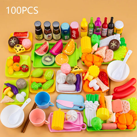 Kids Pretend Play Kitchen Toys Simulation Food Barbecue Cooking Toys Children Educational Play House Interactive Toys For Girl