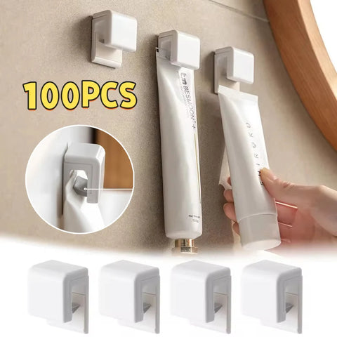 1-100PCS Pieces Toothpaste Holder No Punch Facial Wash Holder Bathroom Wall Mounted Multifunctional Toothpaste Holder