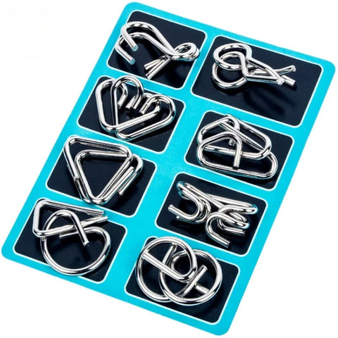 8Pcs/Set Metal Montessori Puzzle Wire  Mind Brain Teaser Puzzles Children Adults Interactive Game Reliever Educational Toys