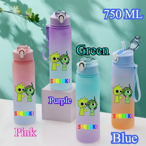 750ML Gradient Color Bottle Sprunki Sprunki Incredibox Sprunki Game Cartoon Drinking Water Cup Kids Birthday Christmas Gift