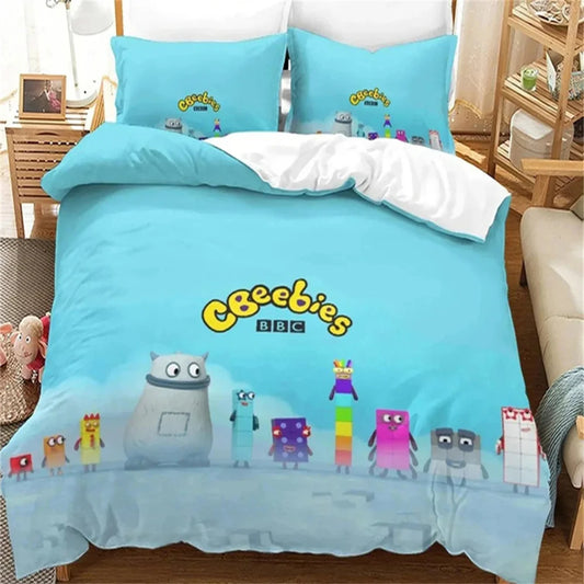 Cartoon Number-Blocks Bedding Set Duvet Cover Bed Set Quilt Cover Pillowcase Comforter King Queen Size Boys Adult