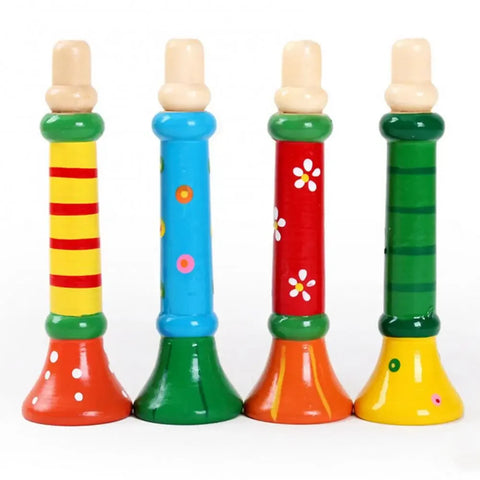 Wooden Trumpet Children Toy Horn Whistle Musical Instrument for Kids Early Educational Montessori Toys Sound Training Games