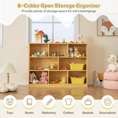 Kids Toy Organizers and Storage, Wooden Tier Bookshelf with Compartment Cubes to Organize Books, Toys, Home Furniture