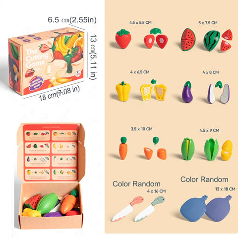 26pcs Pretend Food Play Food Cutting Set For Kids,Cuttable Fruits And Vegetables Toy Kitchen Accessories With Knives And Board
