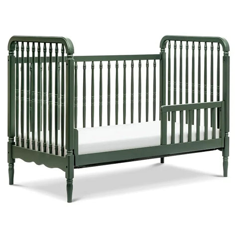 Namesake Liberty 3-in-1 Convertible Spindle Crib with Toddler Bed Conversion Kit in Forest Green, Greenguard Gold Certified